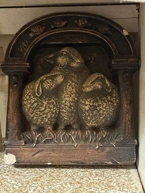 Vintage Three Lambs Wall Plaque - Brown & Gold